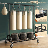 Raybee Heavy Duty Clothes Rack, Clothing Racks for Hanging Heavy Clothes 200+, Rolling Clothing Rack Load 530 LBS, Extendable & Adjustable with Wheels, Black