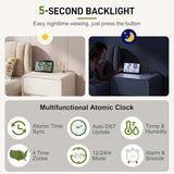 BGYTWEYTD Atomic Clock Alarm Clock with Backlight, 8.7″ Battery Powered Clock Auto DST Self-Setting, Digital Wall Clock with Indoor Temperature Humidity, Snooze for Bedroom Office