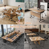 Modern Conference Table,4PCS Folding Conference Table with 360°Mobile Wheels,Office Conference Room Table for 4-6 Person