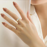 Oseew Eternity Moissanite Ring for women Wedding Rings for Women Princess Cut Moissanite Engagement Ring (Rose gold)