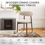 COLAMY Wooden Dining Chairs Set of 6, Modern Upholstered Fabric Dining Room Chair, Farmhouse Kitchen Side Chairs with Foot Pegs, Beige