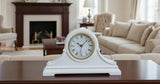vmarketingsite Mantel Clocks, Battery Operated, Silent Wood Table Clock with Westminster Chimes On The Hour, Solid Wooden Shelf Chiming Mantle Clock, 9" x 16" x 3" (White - Roman Numerals)
