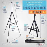 Black Metal Tripod Easel Display (10 Pack) - Adjustable 20"- 5.5', Holds 32" Canvas - Floor/Tabletop Easel Stand