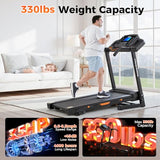 Lastforever 3.5HP Folding Treadmill for Home, 350 lbs Capacity, Portable Treadmills with 3-Level 12% Manual Incline, Bluetooth Speaker, Shock Absorption, Quiet Motor