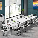 8FT Conference Table, 94.48L x 47.24W x 29.52H Inches Large Boat Shaped Meeting Seminar Table with Cable Grommets