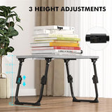 Lap Desk for Bed Adjustable Height, Foldable Bed Table with Storage Drawer, Tablet Slot & Cup Holder