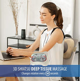 Zyllion Shiatsu Back and Neck Massager with Heat - 3D Electric Kneading Deep Tissue Massage Pillow for Muscle Pain Relief, Cream, ZMA-13