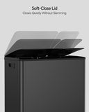 Lovewind Dual Trash and Recycling Bins for Kitchen, 13+6 Gallon Stainless Steel Garbage and Recycle Bin Combo for Large Families, Dual Trash Can with Soft Close Lid & Magnetic Stickers, Black