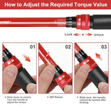ATsafepro 3/8-Inch Drive Click Torque Wrench,Dual-Direction Adjustable,72-Tooth Dual Range Scales-5-50Ft-Lb/6.8-68Nm,Quick Release Ratchets