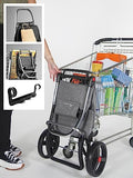 Foldable Grocery Shopping Cart with Wheels | Collapsible Personal Folding Cart for Groceries