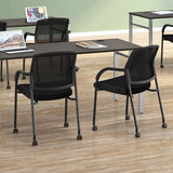 Office Chair, Black Guest Seat with Arms and Casters, Mesh Back