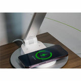Mount-It! LED Desk Lamp with Wireless Charger and USB-C Charging Port, Dimmable Desk Lamp with 25 Brightness and Color Modes, for Home or Office, Adjustable Arm, Silver/White