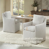 KISLOT Upholstered Dining Chairs with Casters, No Assembly Modern Accent Armchair with Rollers for Dining Room, 4 Box