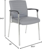 Office Star FL Series Faux Leather Padded Guest Chair with Built-in Lumbar Support, Charcoal Grey with Chrome Frame
