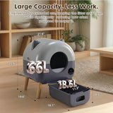 GTPLAYER Automatic Self-Cleaning Cat Litter Box, 2026 Upgraded 66L+18.6L Extra-Large Covered Smart Box with App Control, Safety Sensor System, Easy-Clean Waste Bin, Ideal for Multi-Cat Homes, Grey