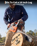 52cc Gas Powered Chainsaw, 2-Stroke Engine with Quick Start & Ergonomic Non-Slip Handle for Efficient Wood Cutting, Tree Trimming and Land Clearing- Orange