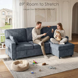 Dreamzie 89'' L Shaped Sectional Sleeper Sofa with Flip-Down Center Console & Charging Ports