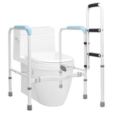 665lbs Toilet Safety Rail - Medical Grade Heavy Duty Bariatric Support Frame - No-Drill Stand Assist with Vacuum Suction Cup & Foam Handles - Adjustable Height & Width for Seniors, Post-Surgery