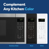 GE Countertop Microwave Oven, Compact 0.9 Cubic Ft., 900-watt Capacity, 7 Auto Cooking Settings, Child-Lock Technology, Kitchen Essentials for The Countertop, Dorm Room or Apartment, Stainless Steel