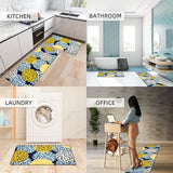 Kitchen Mats Set of 2 Cushioned Anti Fatigue Kitchen Rugs Non Slip Waterproof Kitchen Runner Memory Foam Floor Mat Comfort Standing Mat for Sink,Office,Laundry, Navy Yellow