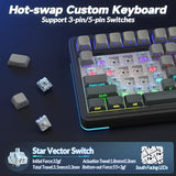 Wireless Mechanical Keyboard with Screen&Knob, Tri-Mode Hot Swappable Gaming Keyboard 75%, Pre-lubed Switches