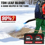 TDH Gas Backpack Leaf Blower, 2-Stroke Handheld Snow Blower with 665 CFM & 205 MPH High Power for Commercial Lawn Care, Yard Debris & Snow Removal,Red