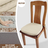 BUYUE Luxury 100% Pure Memory Foam Chair Cushion 1 Pack, Jacquard 16" U-Shape Comfortable Dining Chair Pad, (1 Piece, Beige)