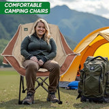 Northroad Folding Camping Chair,Oversized Portable Camping Chair w/Cup Holder,Heavy Duty Padded Lawn Chair for Outdoor, Tailgates, Beach, and Sports, Moca