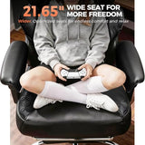COMHOMA Big and Tall Office Chair with Upgrade Footrest, Heavy Duty Gaming Chair High Back Executive Chair with Spring Lumbar Support for Lower Back Pain Relief, 150°Reclining Adjustable Armrests