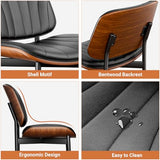 YaFiti Dining Chairs Set of 4, Mid Century Modern PU Leather Kitchen Chairs | Ergonomic Walnut Backrest