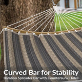 Sunnydaze Outdoor Hammock with Spreader Bar - 450-Pound Capacity Curved Spreader Bar Hammock - Mountainside