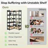 GTPLAYER 6-Tier Corner Bookshelf, L-Shaped Metal Frame Shelf with Tall 14" Shelves, Plant Stand and Storage Rack for Small Spaces, Living Room and Home Office, Black