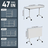 IEDZBEQ Office Conference Table on Wheels – Flip Top Modular Meeting Table for 2-30 Person,Mobile SeminarsTraining Tables for Office Conference Room,Seminar,Home (4, White, 47IN)