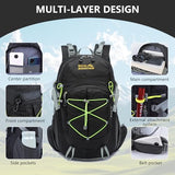 MIVENTO 28L Lightweight Hiking Daypack - Water-Resistant Checkered Nylon Backpack with Outdoor Camping Travel Bag for Men Women (Black)
