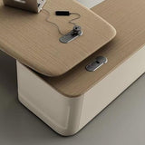 Modern Spacious Executive Desk with Metal Bracket Luxury L Shaped