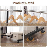 VICERII Clothes Rack, 130LB Capacity Heavy Duty Clothing Rack with Wheels and Bottom Shelf, 52.17 Inch Rolling Racks for Hanging Clothes, Black