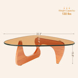 LUCKIIA Coffee Tables Glass Small Farmhouse Coffee Table Mid-Century Modern Wood Center Table for Living Room, Walnut Brown, 32 Inch