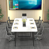 Loomie 8FT Conference Table, 94.49" L x 47.24" W x 29.53" H Meeting Seminar Table with Grommet, Large Boat Shaped Computer Desk