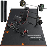 Rendpas Large Exercise Mat for Home Gym & Garage Flooring- 6'x4' /7'x5'/10'x6' (8mm), Non-Slip, High-Density & Shoe-Friendly | Thick Workout Mats for Yoga