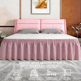ANARACHON King Bed Skirt, Elastic Wrap Around Bed Skirt King Size, Bed Skirts for Adjustable Bed, Easy Fit with 18" Drop Length Tailored Drop Dust Ruffle (Pink)