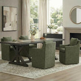 KISLOT Upholstered Dining Chairs with Casters, No Assembly Modern Accent Armchair with Rollers for Dining Room, Green, 4 Box