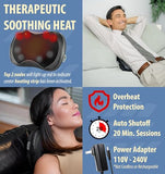 Zyllion Shiatsu Back and Neck Massager with Heat - 3D Electric Kneading Deep Tissue Massage Pillow with 8 Massaging Nodes for Muscle Pain Relief, Black, ZMA-25