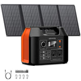 Solar Powered Generator, 300W Portable Power Station with Solar Panel 40W Included, 110V Pure Sine Wave 256Wh LiFePO4 Battery Pack with AC Outlet for Camping, Home Emergency, Traveling, RV Trip