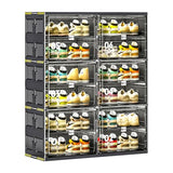 wesimple 24 Pairs Portable Shoe Storage Cabinent of 3-Step Fast Installation,Plastic Shoe Box with Magnetic Clear Door for Entryway, Enclosed Shoe Rack for Sneaker, Heels etc.. (2Row, 6Tier)