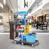 Commercial Traditional Wheeled Cleaning Cart with Cover and Oxford Bag, 300 Lb Capacity, Suitable for Schools, Hotels