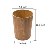 BISOZER Natural Wood Trash Can, Round Stackable Wastebasket, Garbage Recycling Bin for Bathrooms, Powder Rooms, Kitchens, Home Offices (Light Wood)