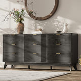 63" Wide Fluted 9 Drawers Dresser for Bedroom,Curved Edge,Black