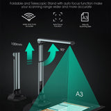 QERTYHJK 12MP Document Camera Teachers Laptop A3/A4 Size Portable Book Scanner Extension Stand