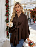 PULI Women's Elegant Shawl Wraps Soft Open Front Poncho Sweater for Spring Fall Winter caramel