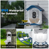 DOCOON Smart Bird Feeder with Camera, 2K HD AI Identify Birds Species, Bi rd Watching Camera with Solar Panel, Instant Notifications, Ideal Present for Bird Lover, Dark Blue